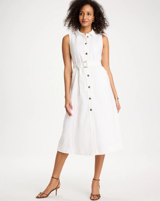 Chico's Everyday - Denim Sleeveless Shirtdress Alabaster