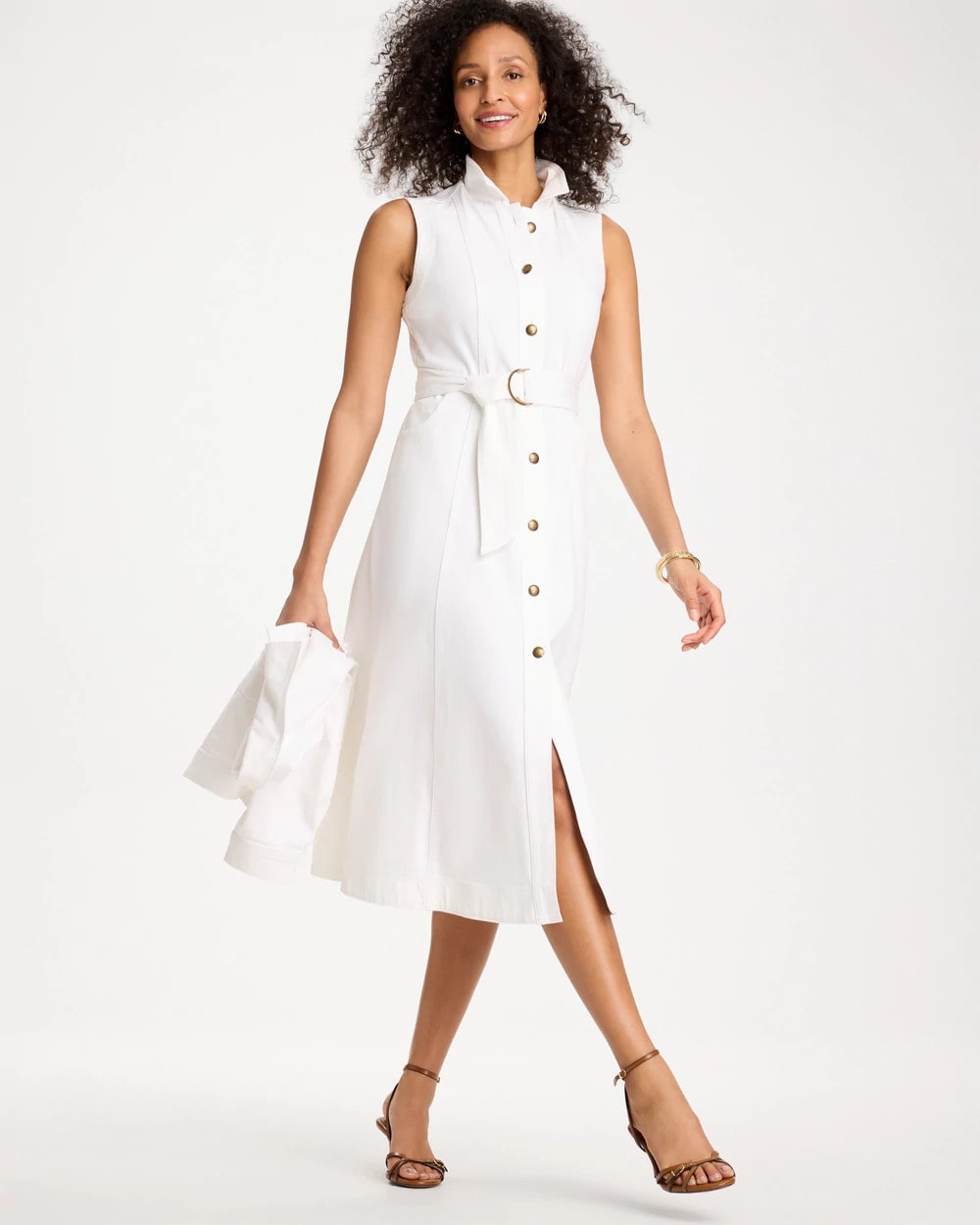 Chico's Everyday - Denim Sleeveless Shirtdress Alabaster