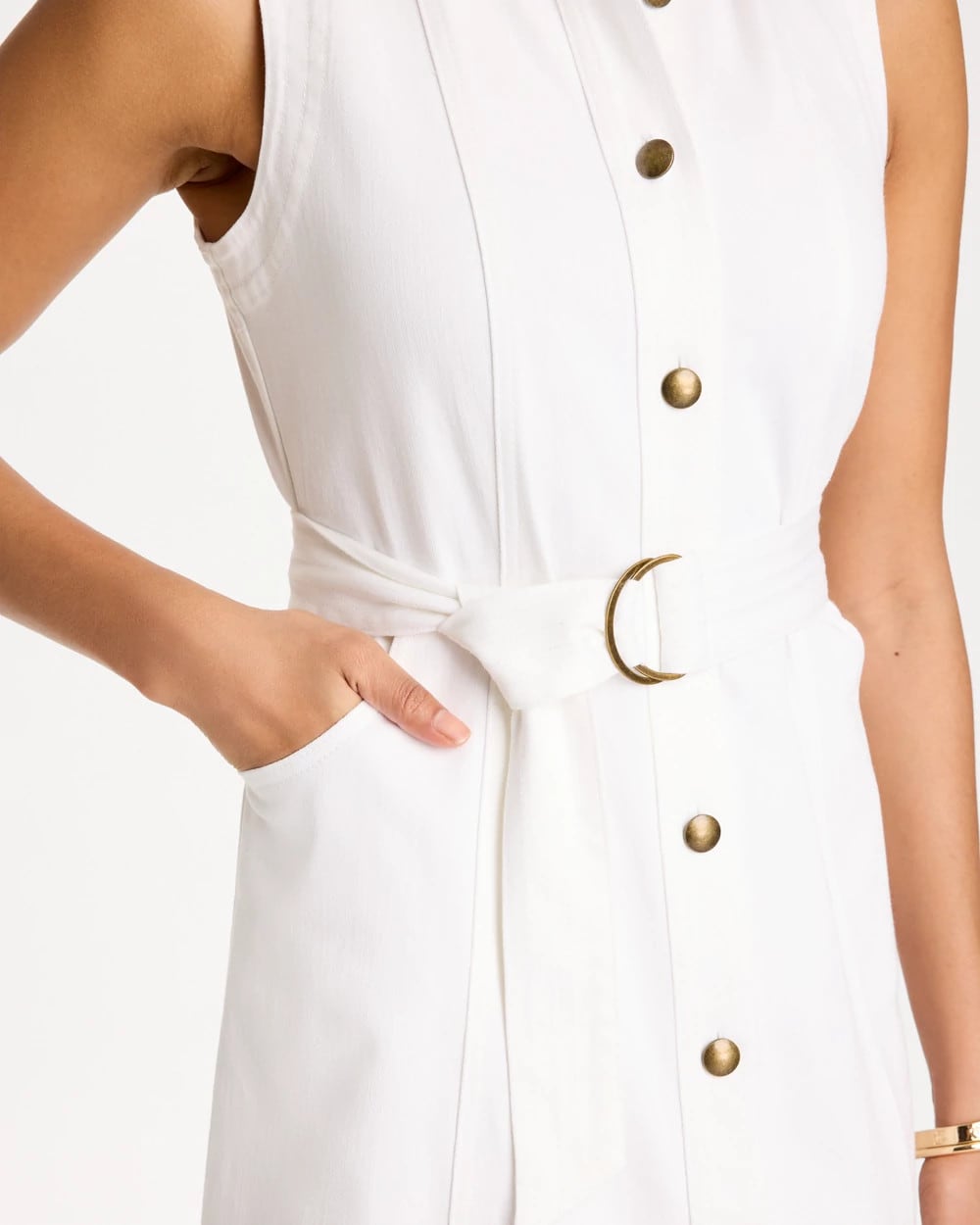Chico's Everyday - Denim Sleeveless Shirtdress Alabaster