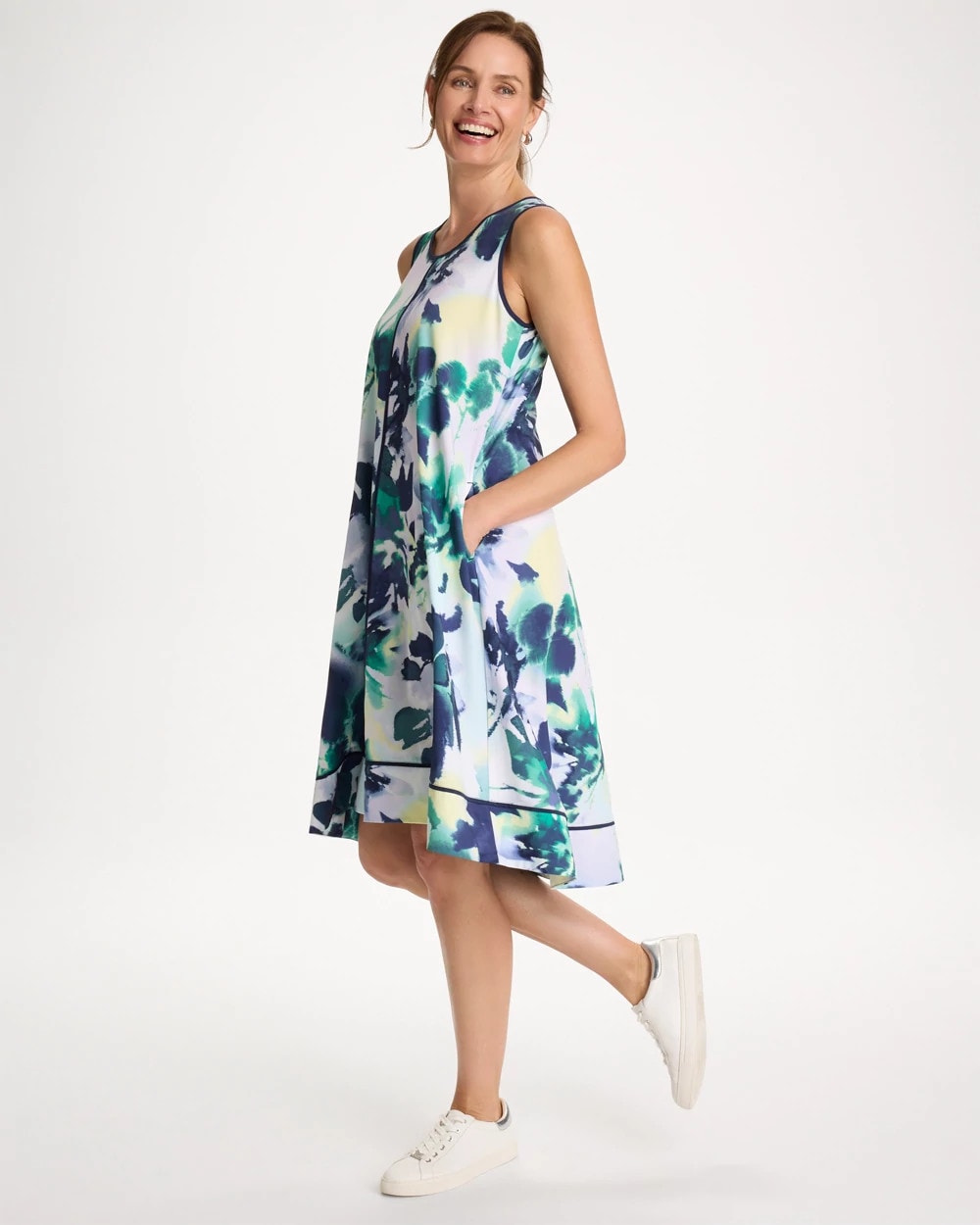 Chico's Featured - Zenergy® UPF Floral Midi Dress Topanga Green