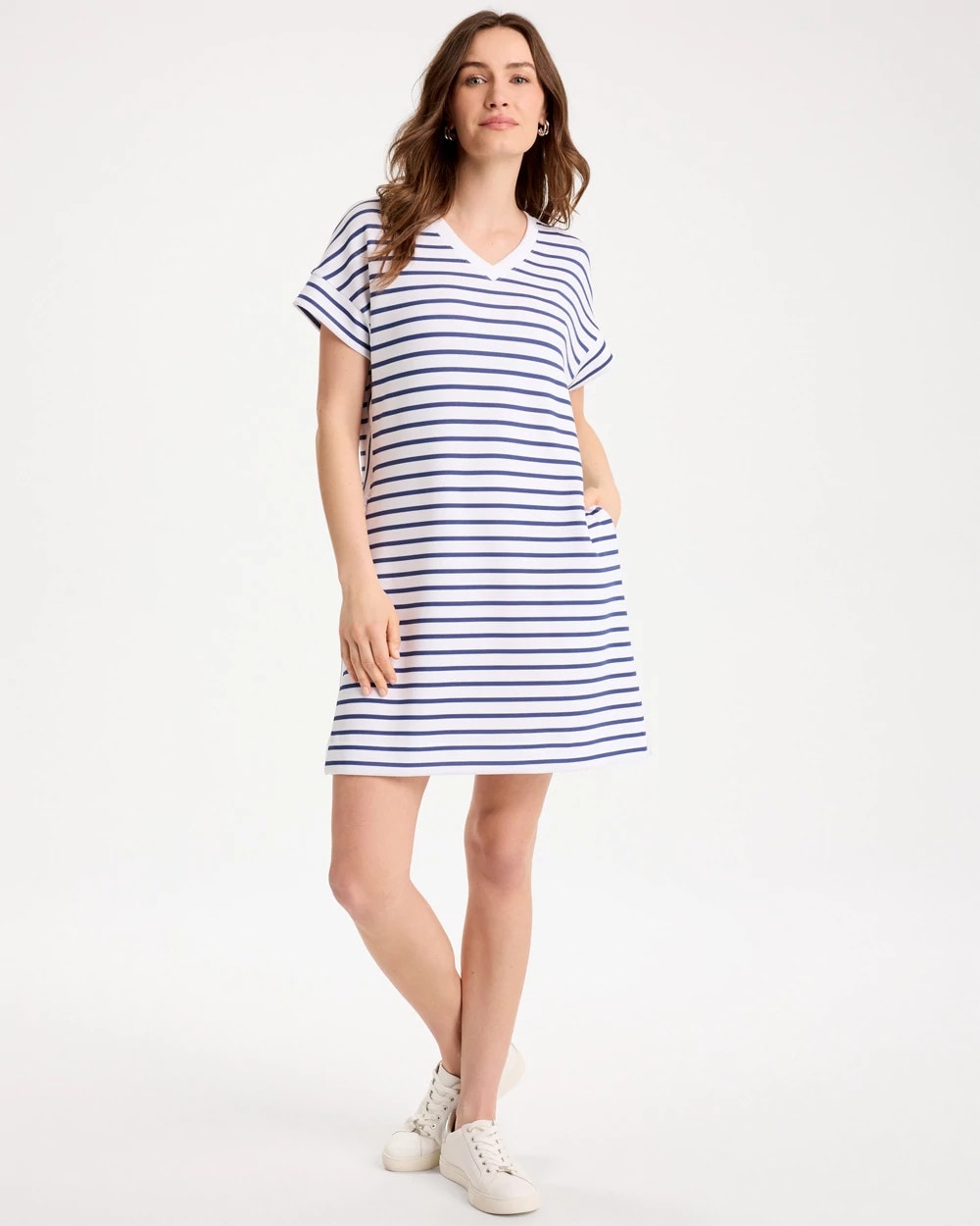 Chico's Customer Favorite - Zenergy® Soft Striped Contrast Dress Starlit Navy