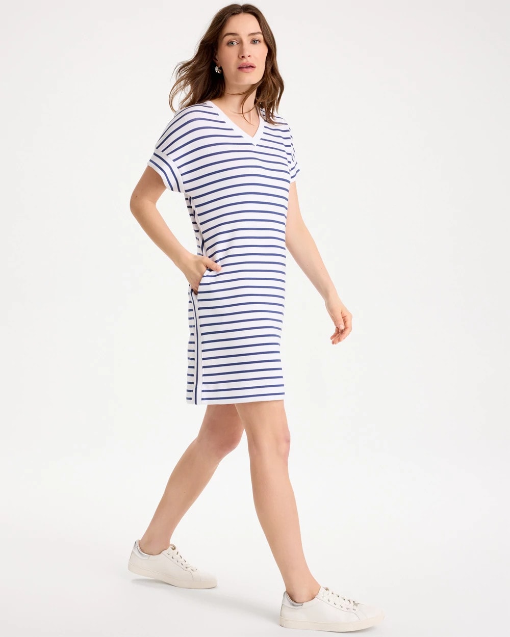 Chico's Customer Favorite - Zenergy® Soft Striped Contrast Dress Starlit Navy