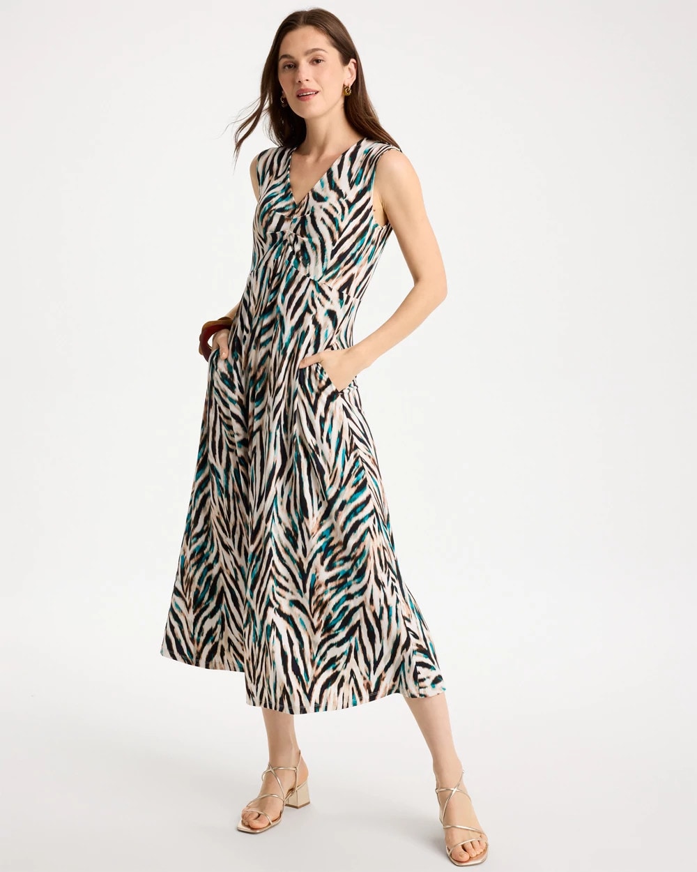 Chico's Featured - Animal Print Jersey Knit Dress Jade Glow
