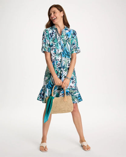 Chico's Recommended - Floral Linen-Cotton Popover Dress Alabaster