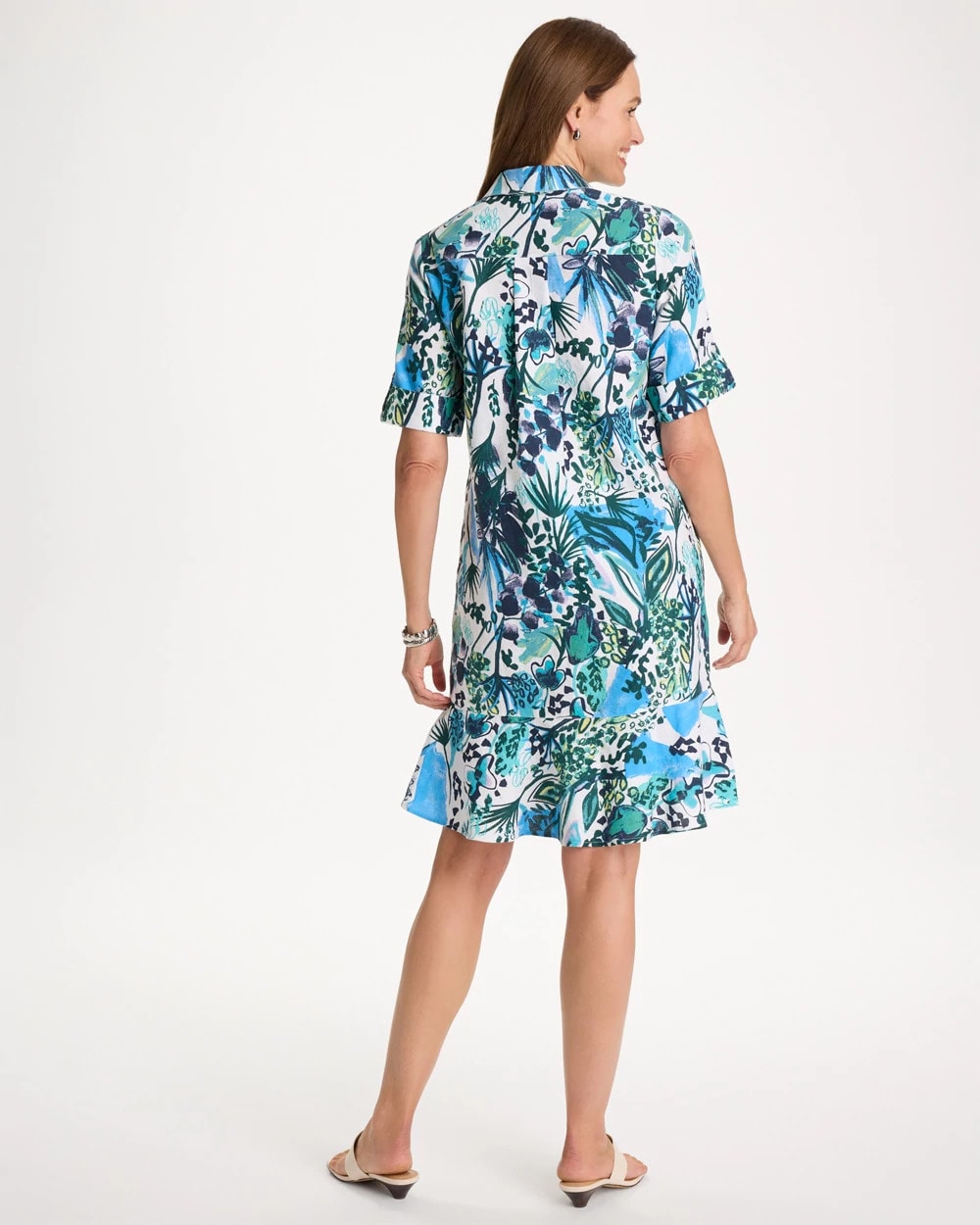 Chico's Recommended - Floral Linen-Cotton Popover Dress Alabaster