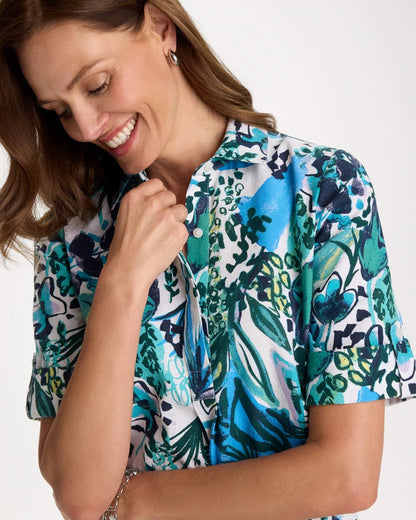 Chico's Recommended - Floral Linen-Cotton Popover Dress Alabaster