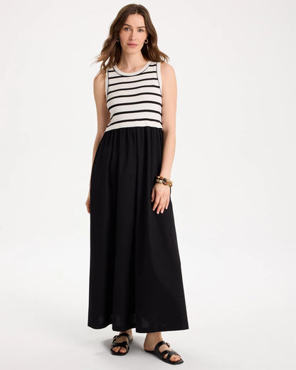 Chico's Trending - Poplin Cotton Rib Mix Dress Black