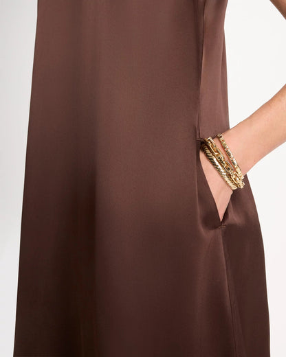 Chico's Popular - Faux Satin Sleeveless Dress Deep Brown