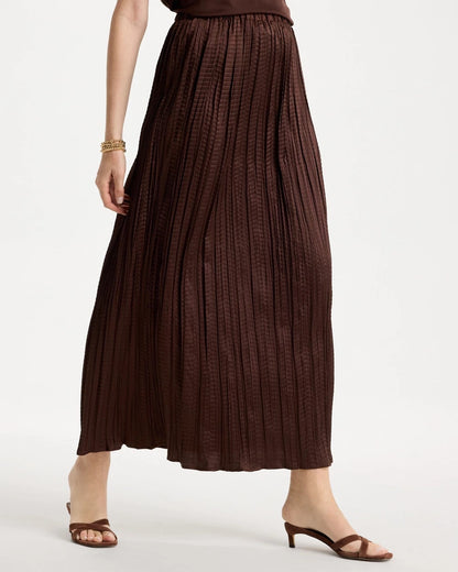 Chico's Special Offer - Satin Crinkle Maxi Skirt Deep Brown