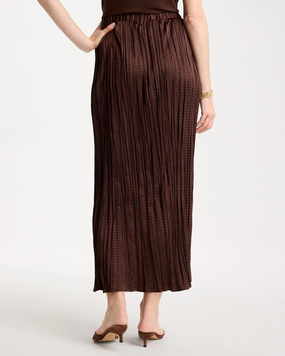 Chico's Special Offer - Satin Crinkle Maxi Skirt Deep Brown