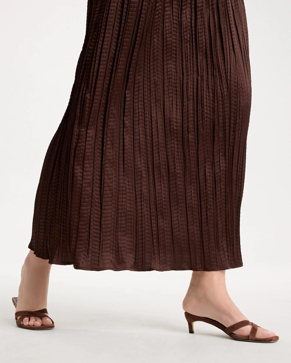 Chico's Special Offer - Satin Crinkle Maxi Skirt Deep Brown