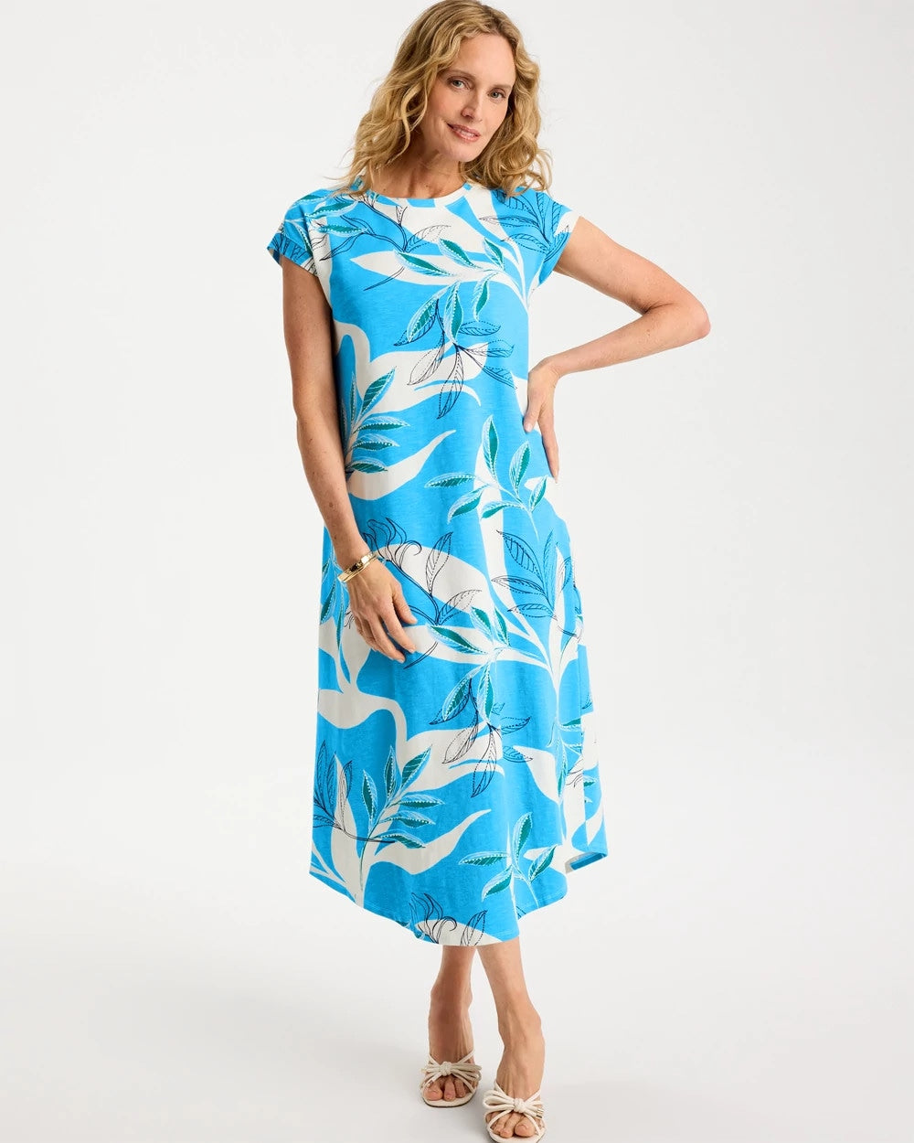 Chico's Top Pick - Printed Soft-Stretch Cotton Slub Dress Blue Tide