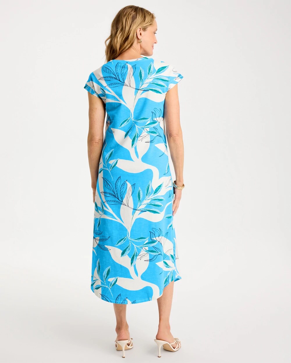 Chico's Top Pick - Printed Soft-Stretch Cotton Slub Dress Blue Tide