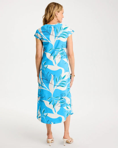 Chico's Top Pick - Printed Soft-Stretch Cotton Slub Dress Blue Tide
