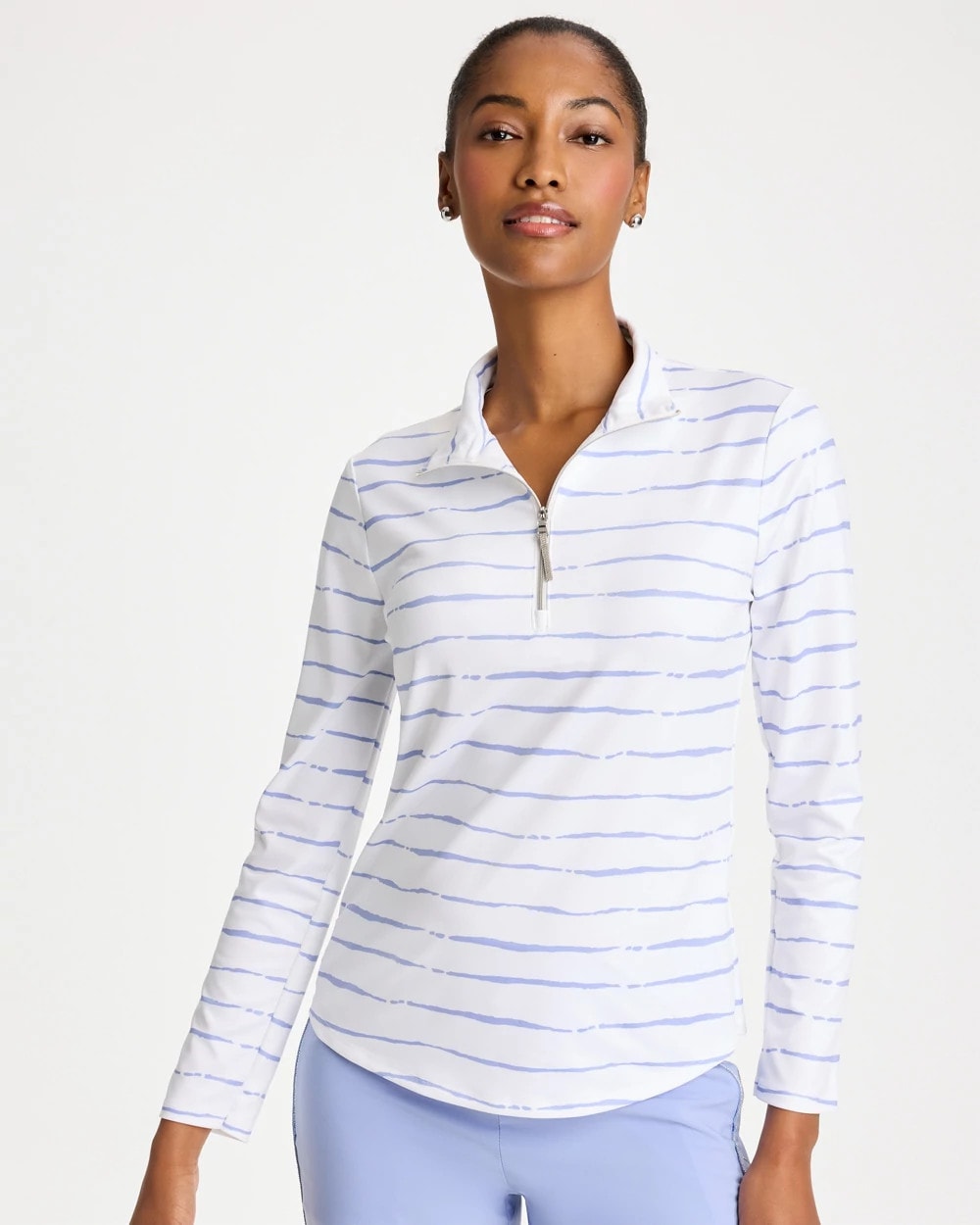 Chico's Latest - Zenergy® UPF Caviar Half Zip Blue Muse