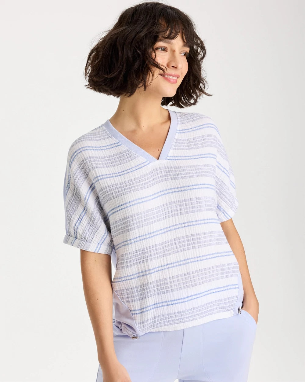 Chico's Everyday - Zenergy® Striped Gauze Lounge Shirt Indigo Ice