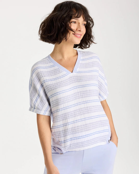 Chico's Everyday - Zenergy® Striped Gauze Lounge Shirt Indigo Ice