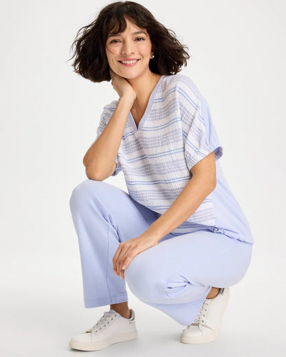 Chico's Everyday - Zenergy® Striped Gauze Lounge Shirt Indigo Ice