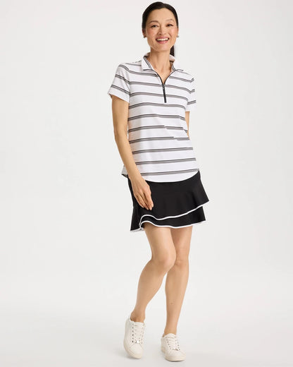 Chico's Top Pick - Zenergy® UPF Striped Half-Zip Polo Black