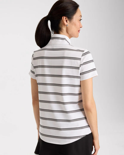 Chico's Top Pick - Zenergy® UPF Striped Half-Zip Polo Black