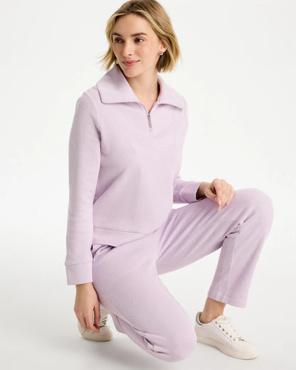 Chico's Essential - Zenergy® Beach Slub Half-Zip Pullover Top Pale Sweet Pea