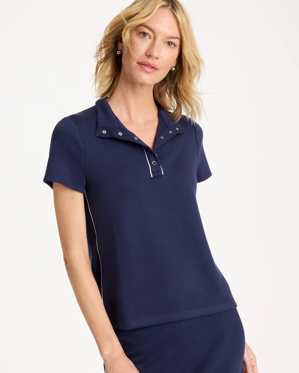 Chico's Special Offer - Zenergy® Soft Pique Piped Pullover Passport Blue