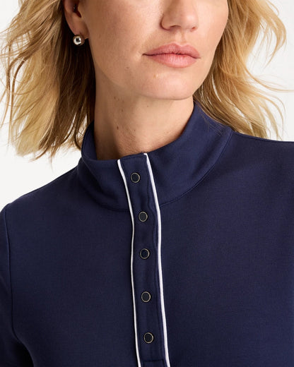 Chico's Special Offer - Zenergy® Soft Pique Piped Pullover Passport Blue