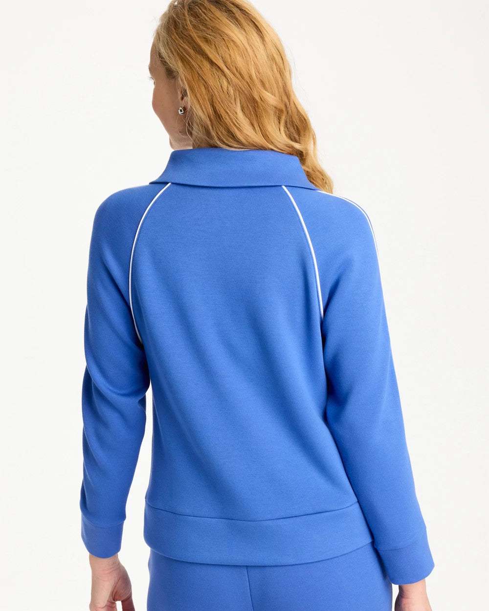 Chico's Classic - Zenergy® Soft Pique Half-Zip Pullover Top Amparo Blue