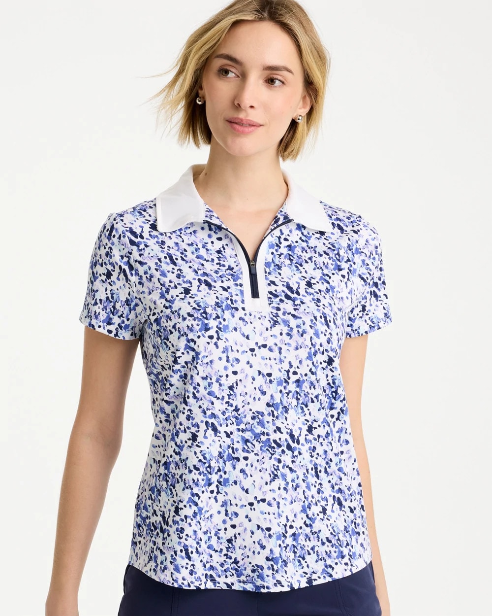 Chico's Deals - Zenergy® UPF Half-Zip Collared Pullover Top Amparo Blue