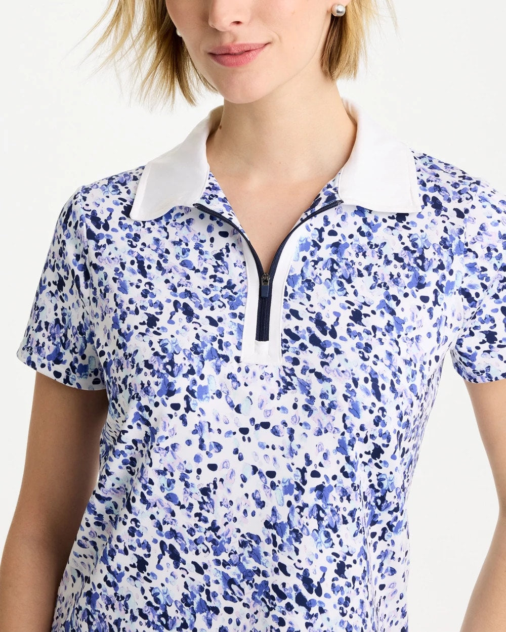 Chico's Deals - Zenergy® UPF Half-Zip Collared Pullover Top Amparo Blue