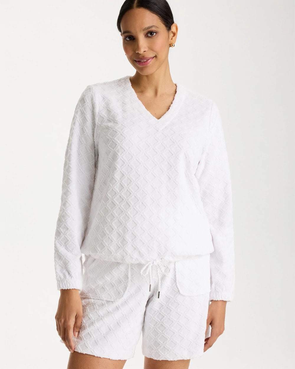 Chico's Everyday - Zenergy® Terry Cloth Jacquard Top Alabaster