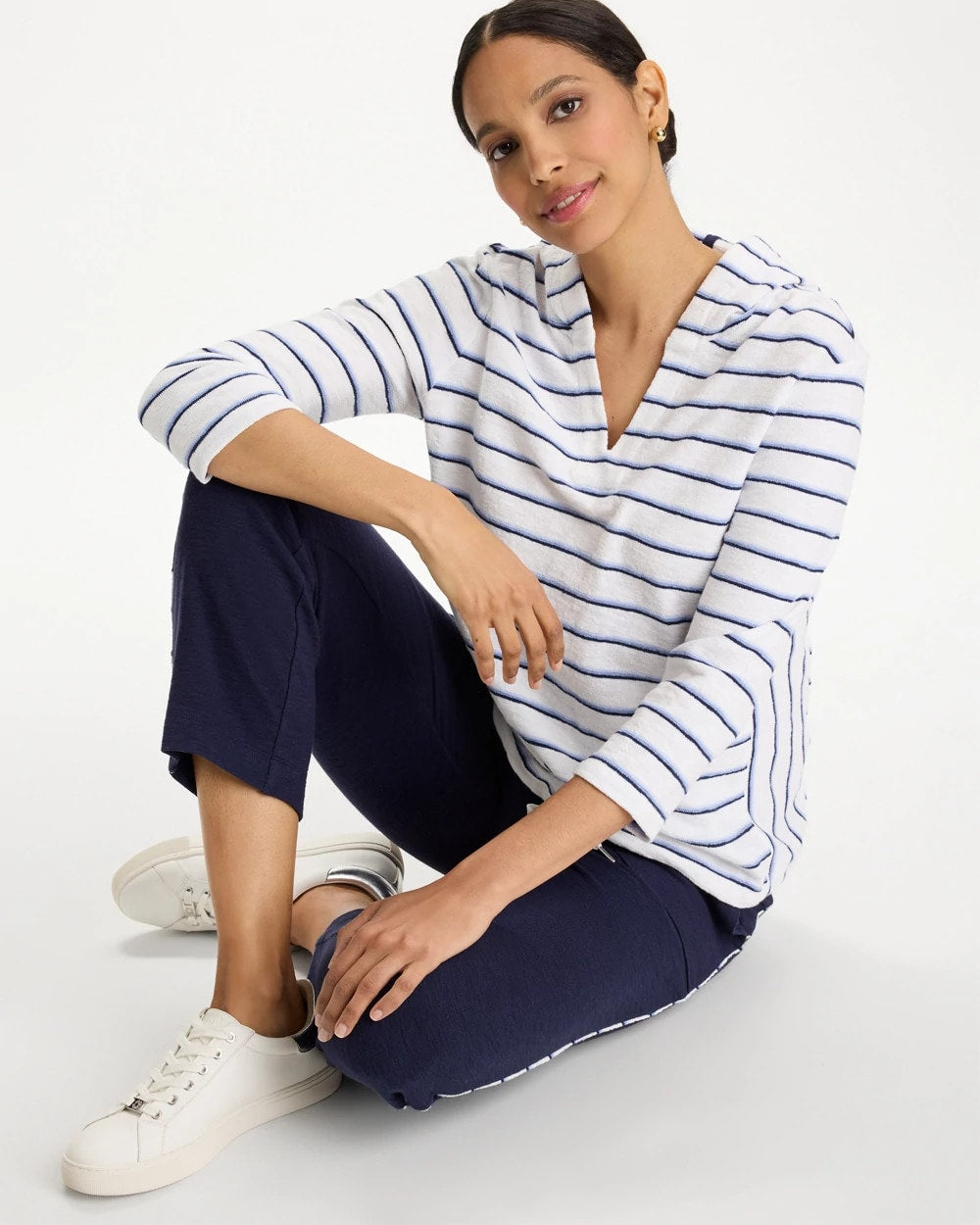 Chico's Recommended - Zenergy® Jersey Striped Pullover Top Passport Blue