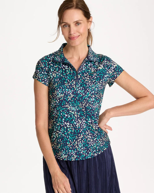 Chico's Sale - Zenergy® UPF Dots Half Zip Polo Topanga Green