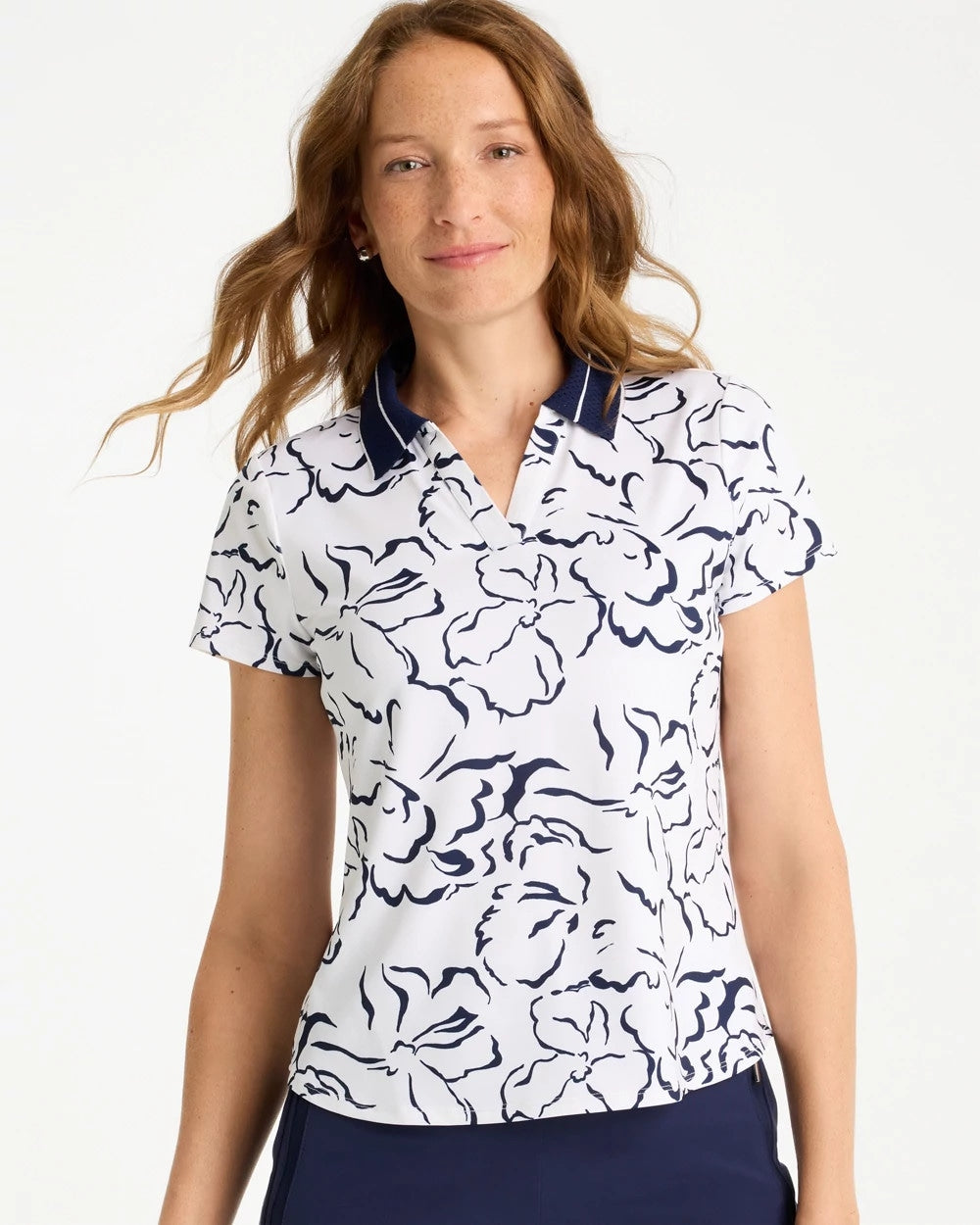 Chico's Great Value - Zenergy® UPF Mesh Collar Polo Top Passport Blue