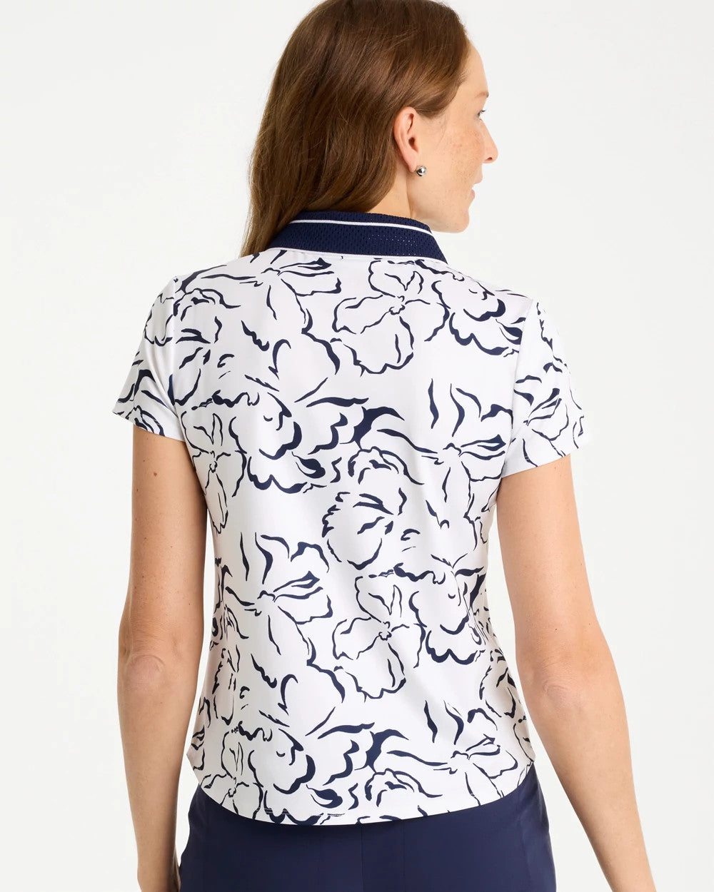 Chico's Great Value - Zenergy® UPF Mesh Collar Polo Top Passport Blue