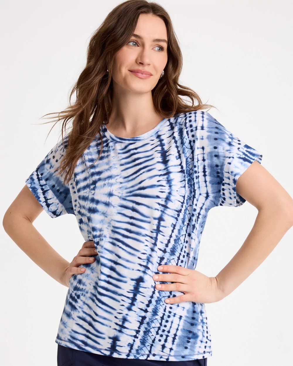 Chico's Special Offer - Zenergy® Tie-Dye Drop Shoulder Tee Passport Blue