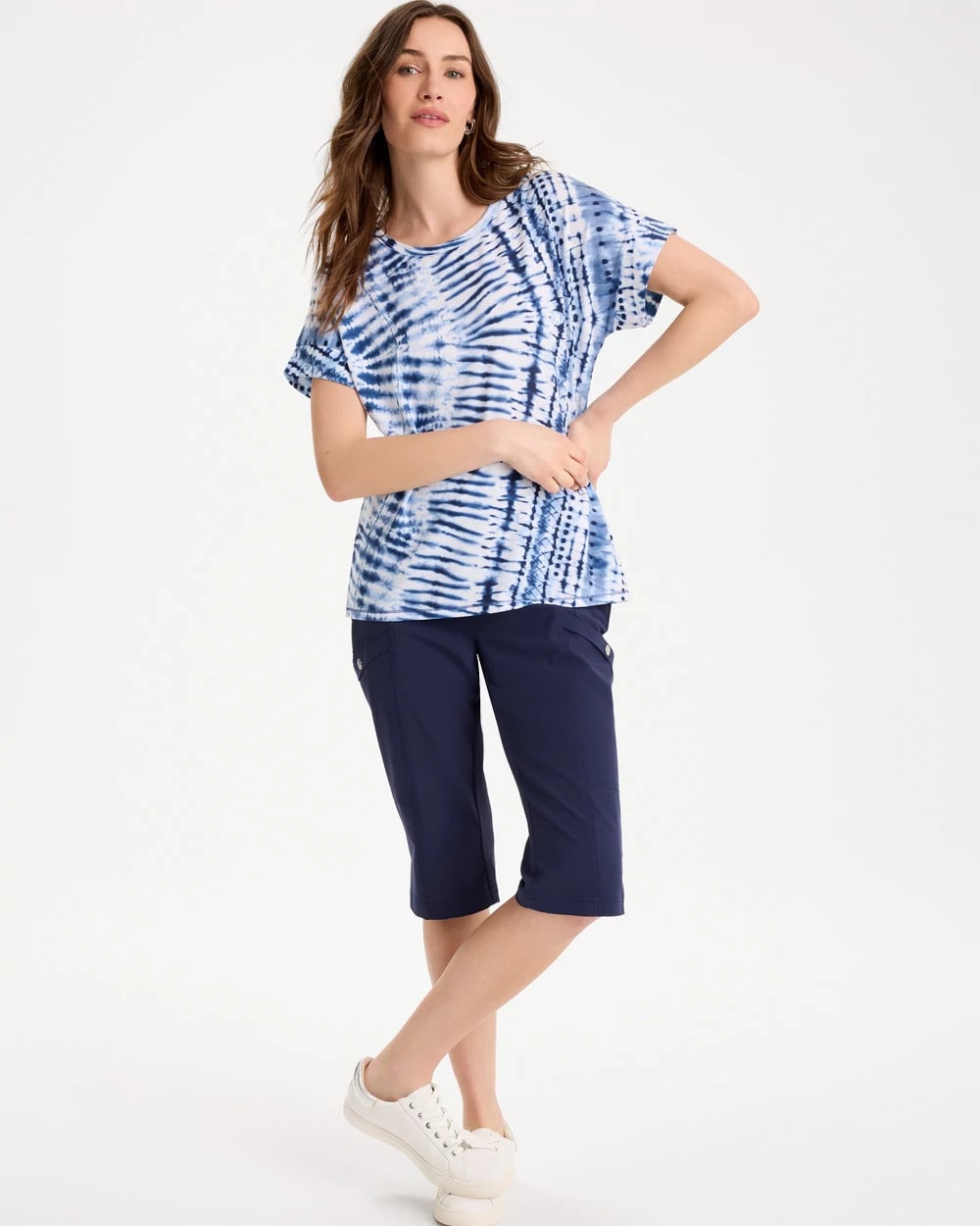 Chico's Special Offer - Zenergy® Tie-Dye Drop Shoulder Tee Passport Blue