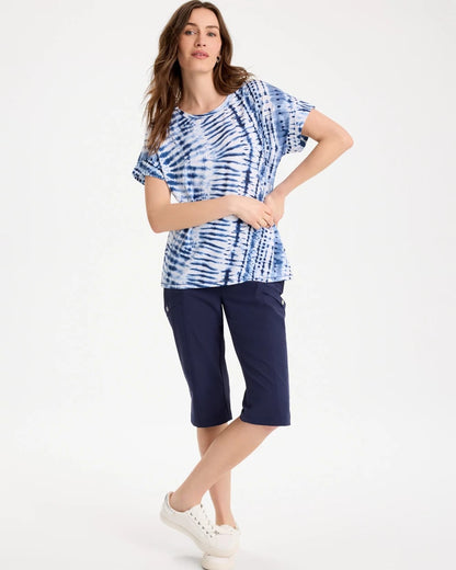 Chico's Special Offer - Zenergy® Tie-Dye Drop Shoulder Tee Passport Blue