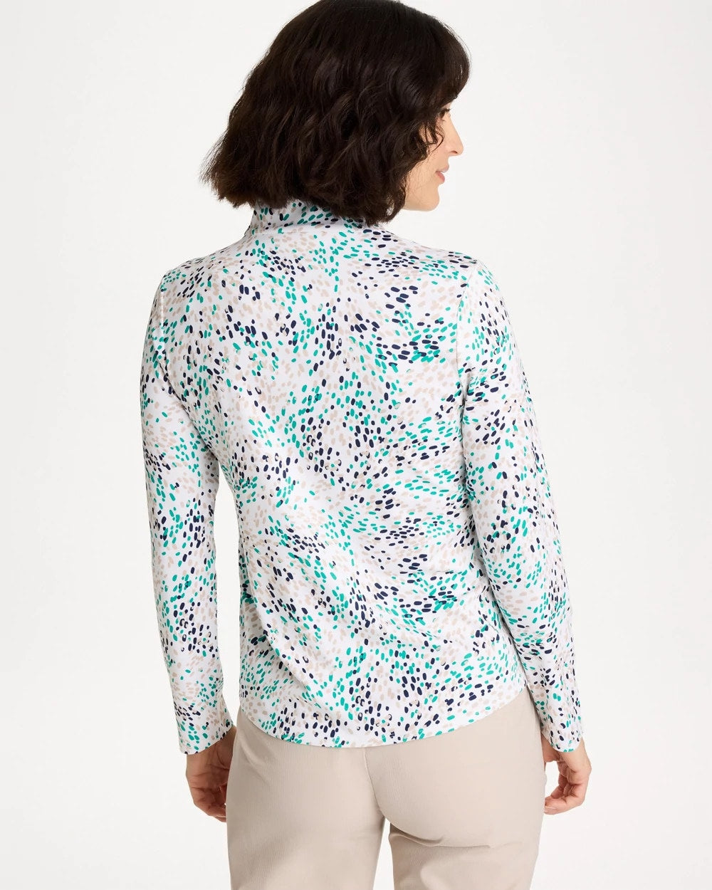 Chico's Quality - Zenergy® UPF Dots Pullover Half Zip Top Topanga Green
