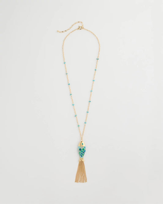 Chico's Signature - Tassel Fish Pendant Necklace Blue Multi