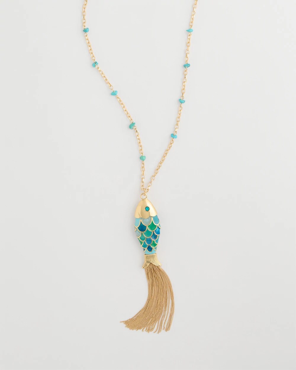 Chico's Signature - Tassel Fish Pendant Necklace Blue Multi
