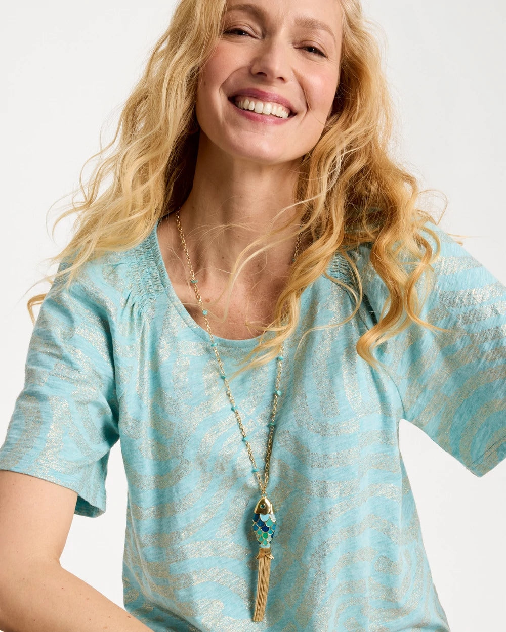 Chico's Signature - Tassel Fish Pendant Necklace Blue Multi