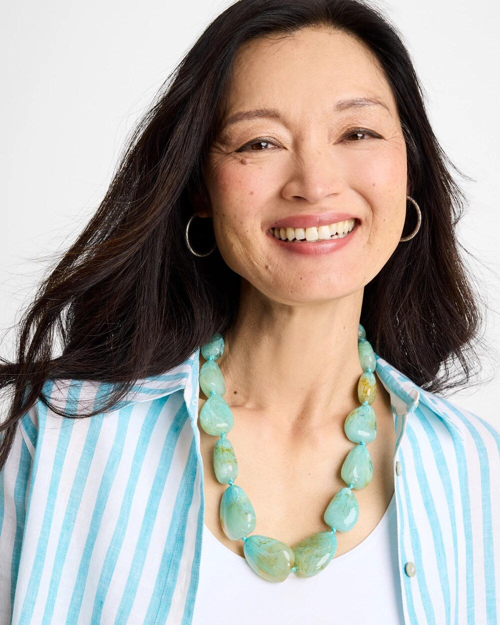 Chico's Signature - Ocean Resin Beaded Necklace Turquoise