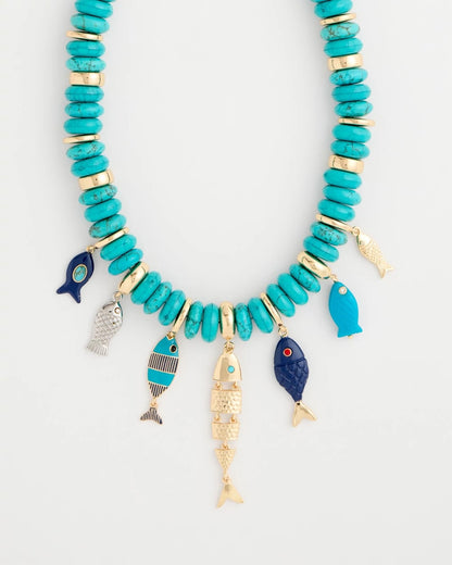 Chico's Top Pick - Turquoise Fish Charm Statement Necklace Turquoise