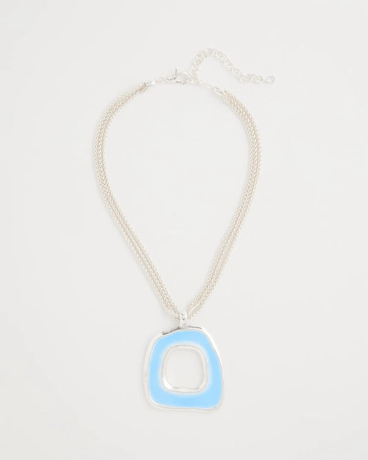 Chico's Essential - Sea Glass Inspired Pendant Necklace Blue