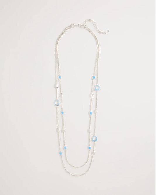 Chico's Deals - Sea Glass Inspired Charm Necklace Blue