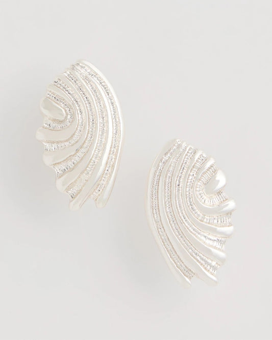 Chico's Hot Sale - Silvertone Shell Clip-On Earrings Silver