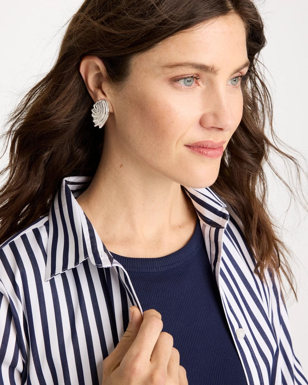 Chico's Hot Sale - Silvertone Shell Clip-On Earrings Silver