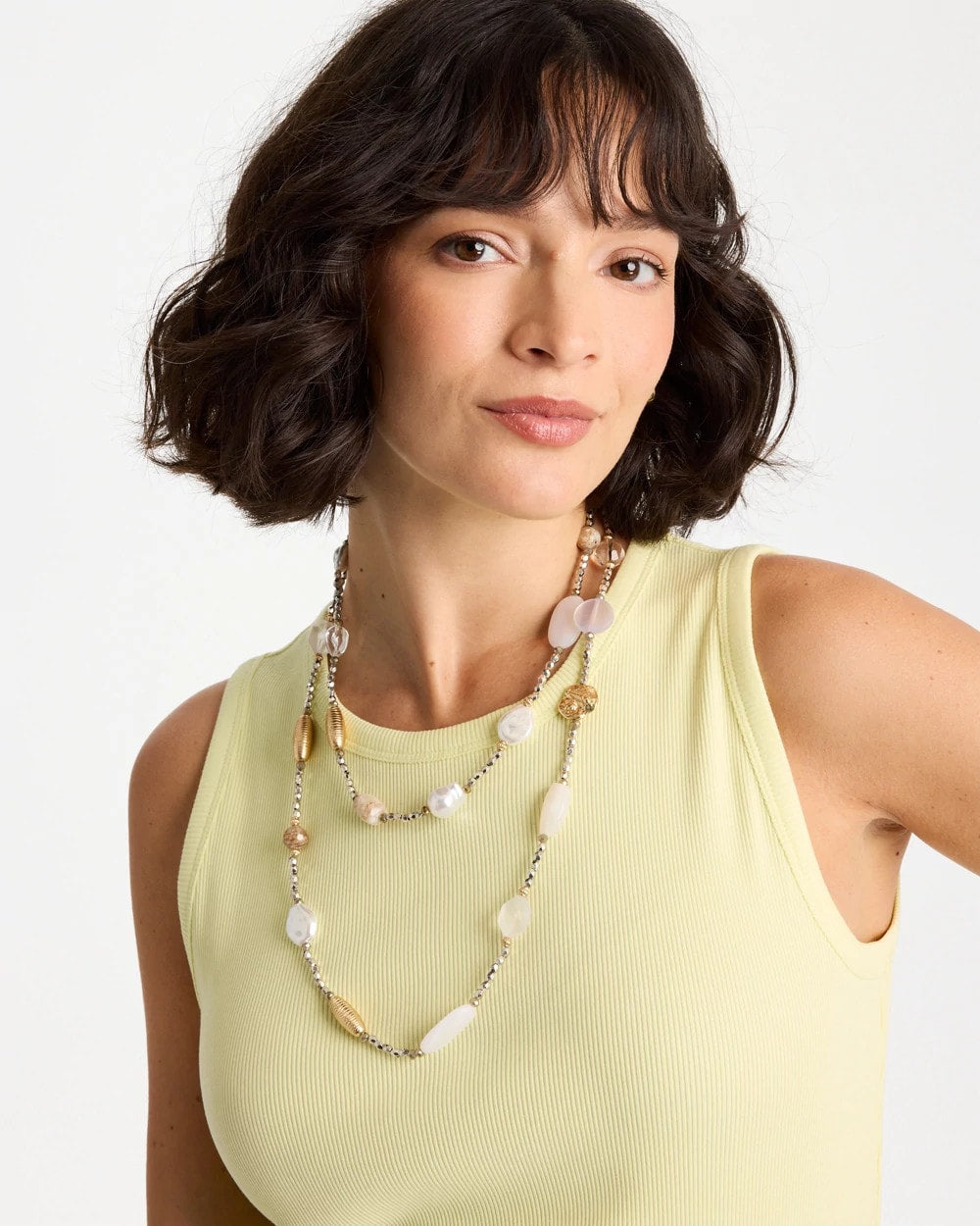 Chico's Signature - Neutral Shell Long Necklace Neutral