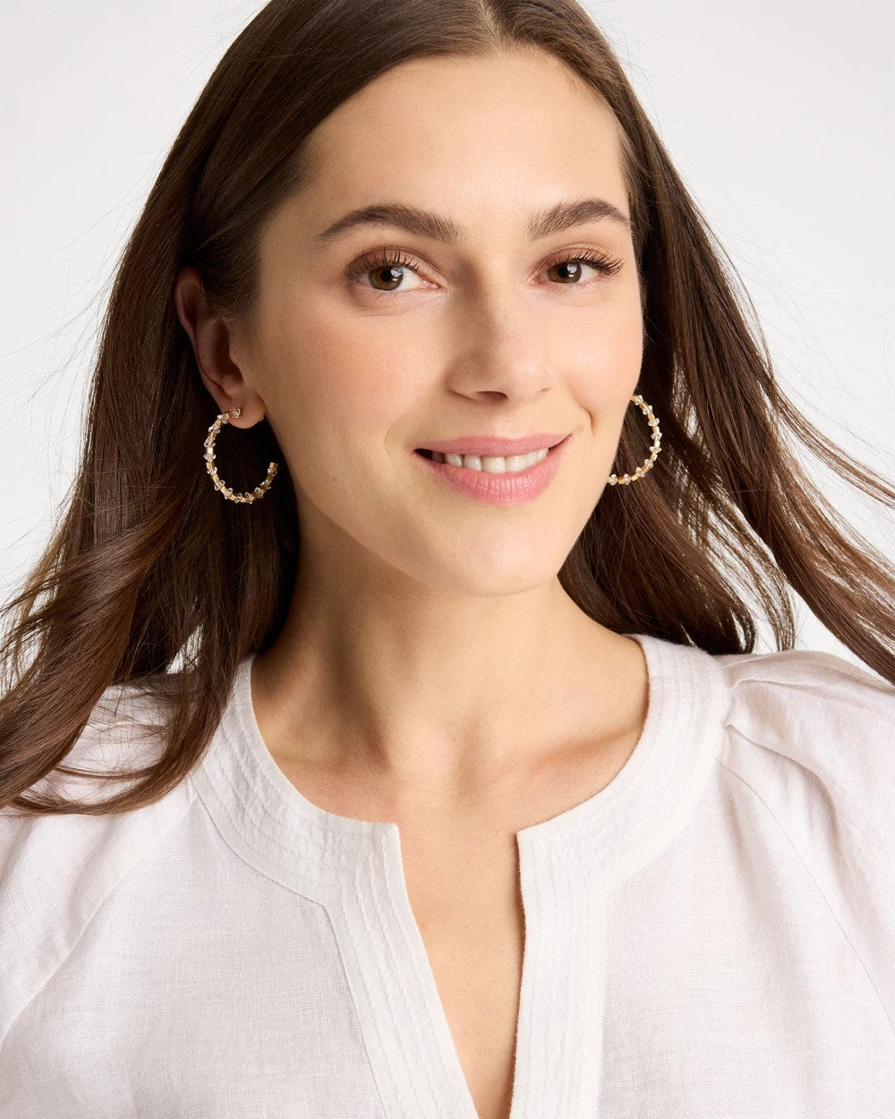 Chico's Hot Sale - Sea Foam Hoop Earrings White/Gold